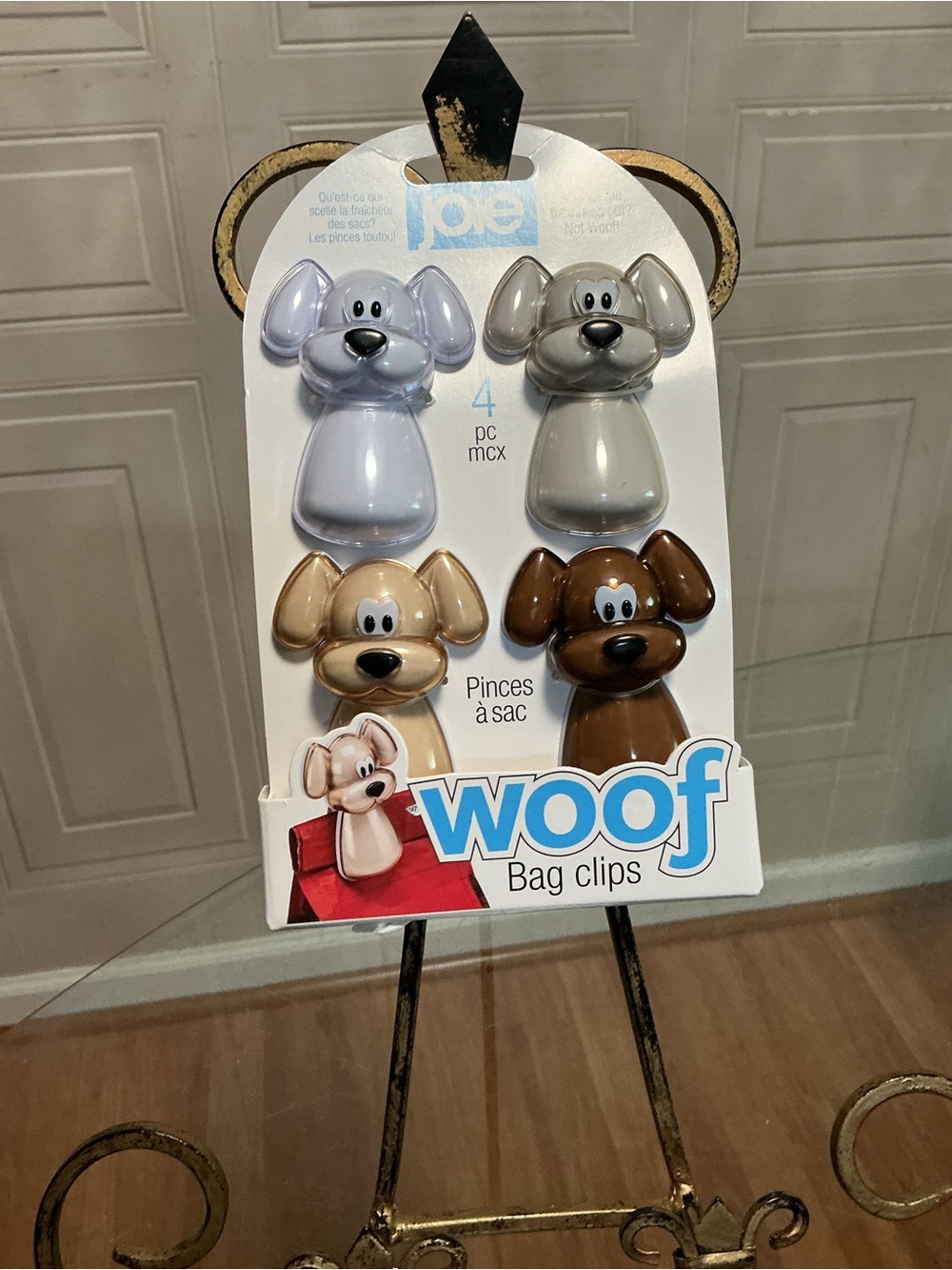 Brand New Joie Woof Dogs Bag Clips, 4 Multicolor Pieces